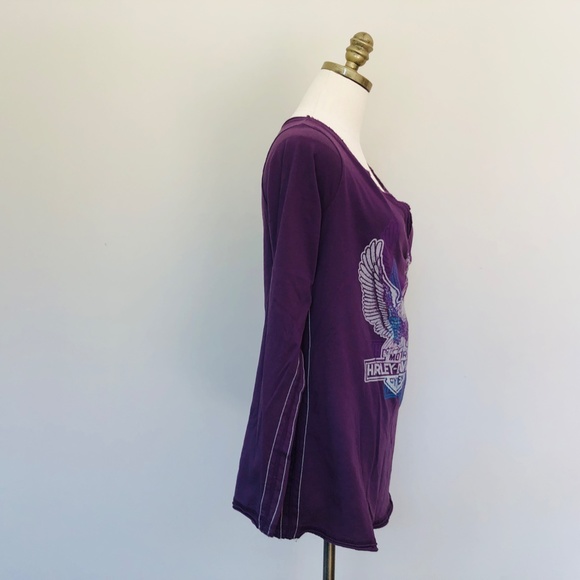 HARLEY DAVIDSON Pullover Long Sleeve Tee Purple Plus Size XXL - Picture 8 of 9